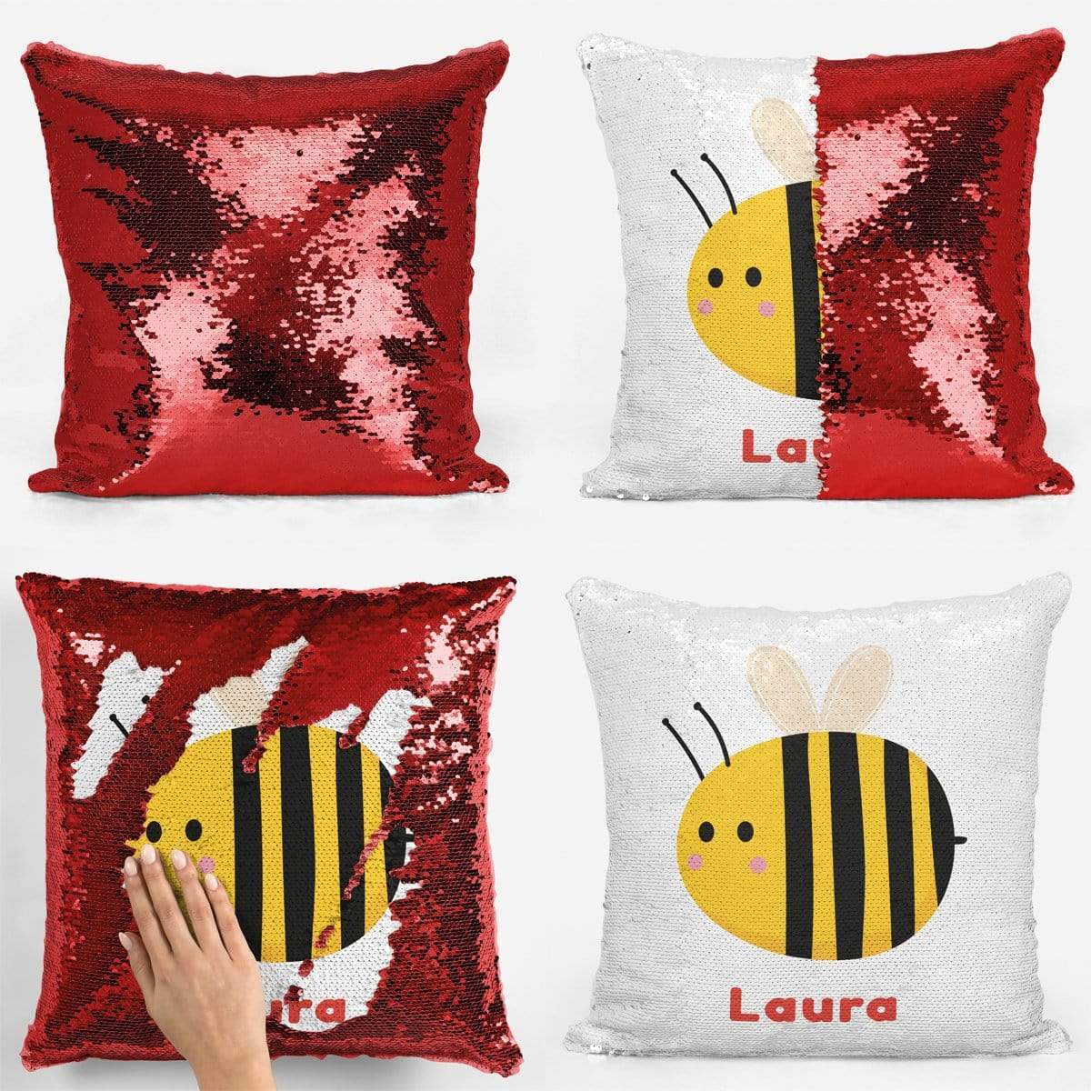 Bumble Bee Name Sequin Magic Cushion